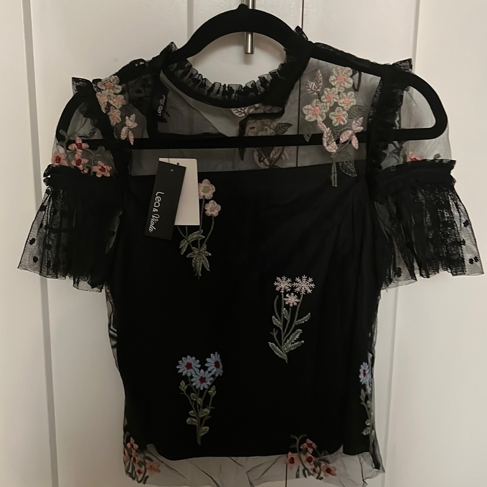Lovely brand new embroidered Leo and Viola top!